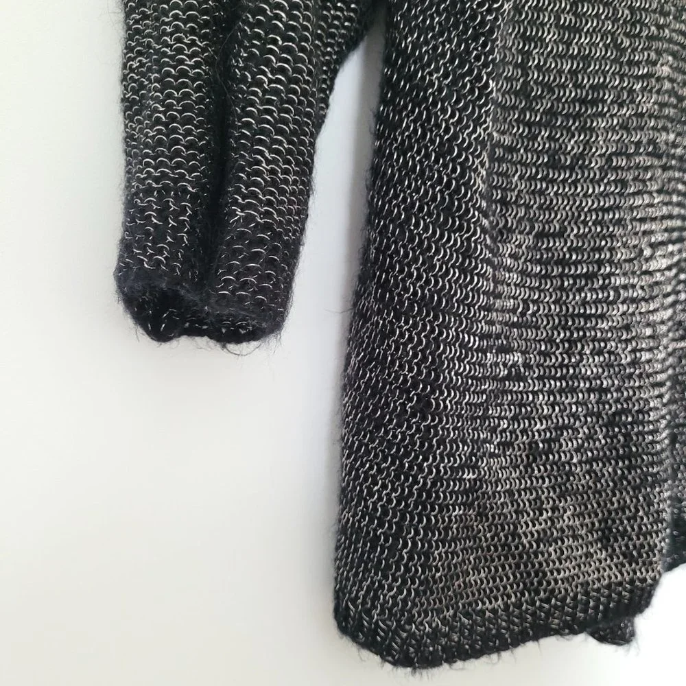 Y2K‎ Grunge Black Metallic Knit Sweater Small Whimsigoth Witchy Dark Fairy Gold